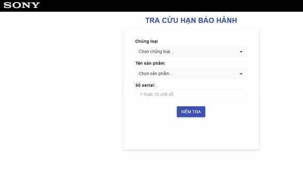 tra cứu bảo hành tivi sony
